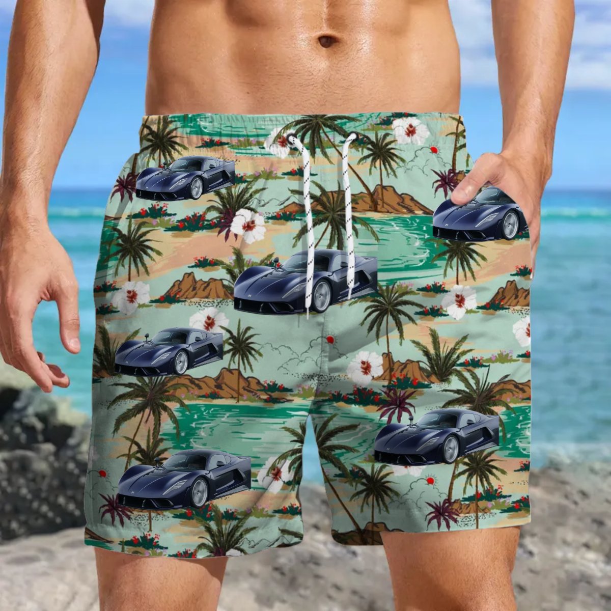 Car Lovers - Upload Photo - Personalized Beach Short - The Next Custom Gift