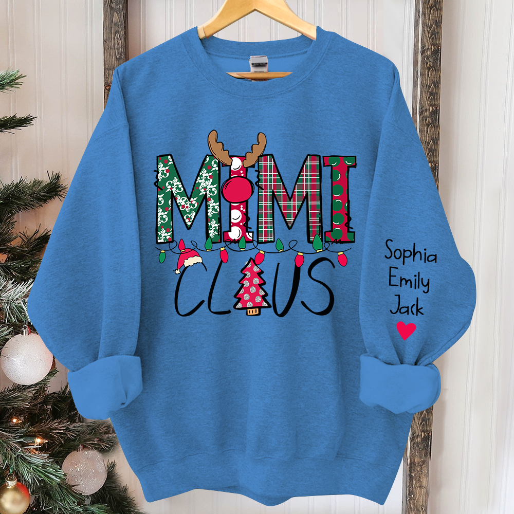 Personalized Mimi Claus Christmas With Grandkids Sweatshirt