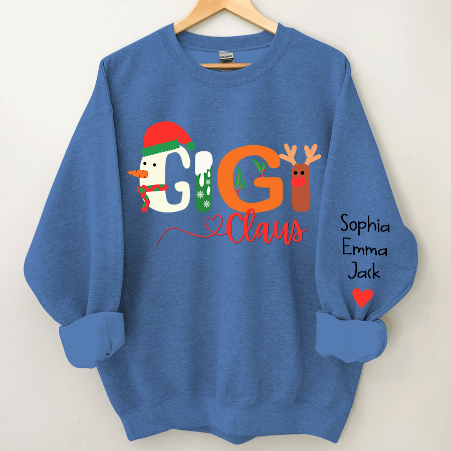 Personalized Gigi claus And Grandkids Merry Christmas Sweatshirt