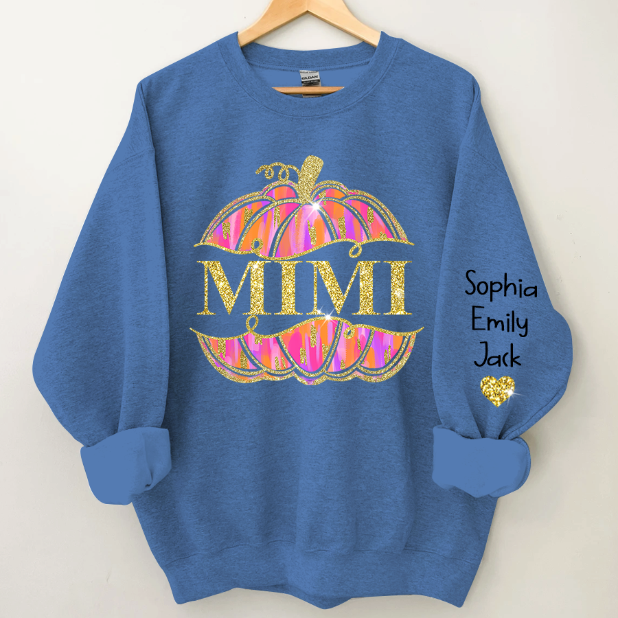 Mimi Pumpkin Glitter And Kids Autumn Sweatshirt