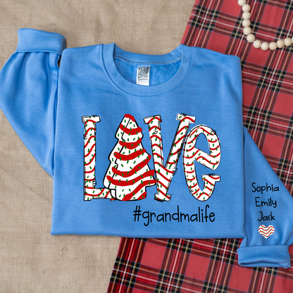 Personalized Love grandmalife Cake Christmas With Grandkids Sweatshirt