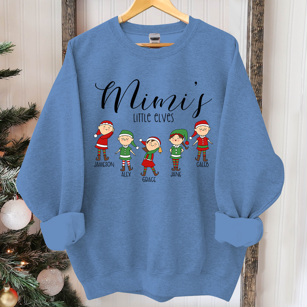 Mimi little elves And Grandkids Christmas Merry Sweatshirt