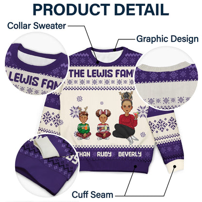 Cartoon Style - Christmas Gift For Family, Friends - Personalized Unisex Ugly Sweater