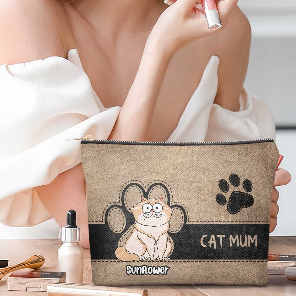 Cat Lover - Cat Mom - Personalized Cosmetic Bag - The Next Custom Gift