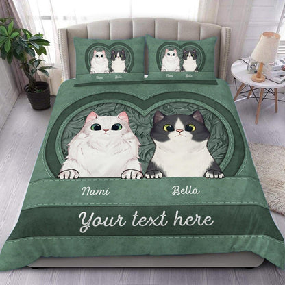 Cat Lovers - Cats In Heart - Personalized Bedding Set - The Next Custom Gift
