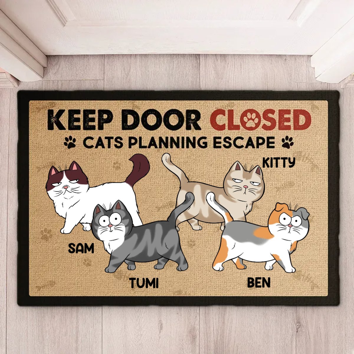 Cat Lovers - Keep Door Closed Cats Planning Escape - Personalized Doormat - The Next Custom Gift