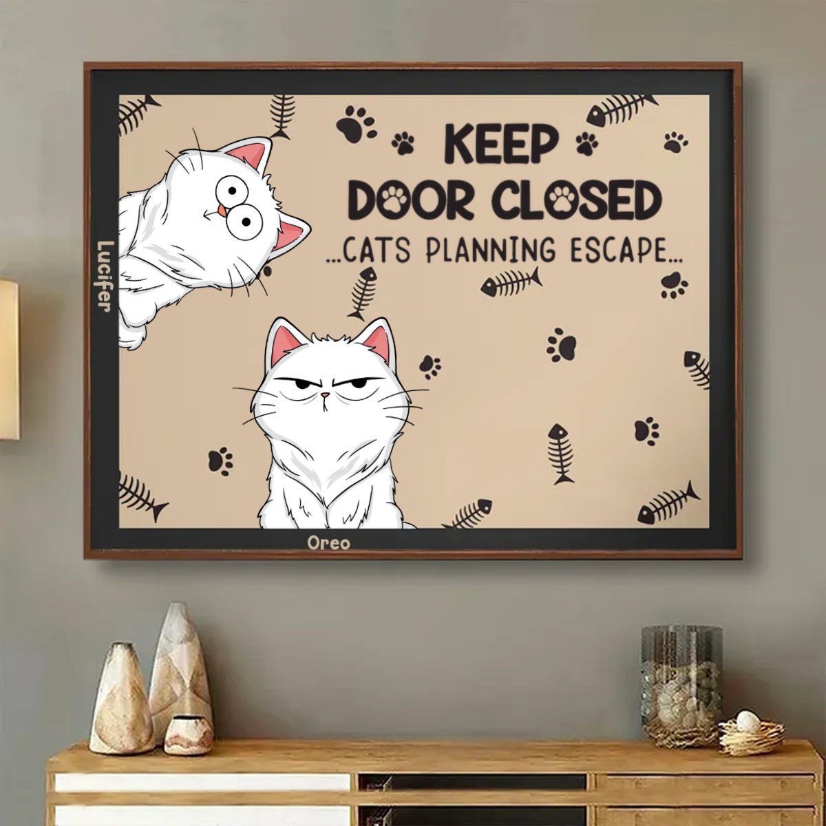 Cat Lovers - Keep Door Closed Don't Let The Cat Out No Matter What He Tells You - Personalized Poster - The Next Custom Gift