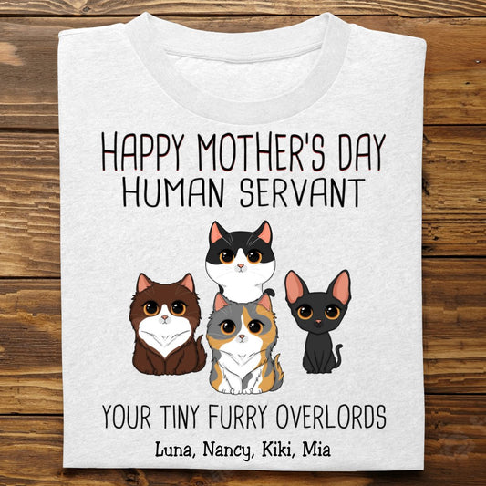 Cat Lovers - Watercolor Cute Cats Happy Mother‘s Day Cat Human Servant - Personalized Unisex T - shirt - The Next Custom Gift
