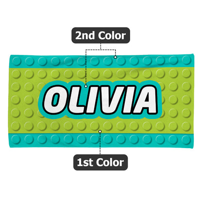 Personalized Colorful Pixel Building Blocks Quick Dry Oversized Microfiber Beach Towel with Name Summer Travel Essentials Birthday Gift for Boys Girls