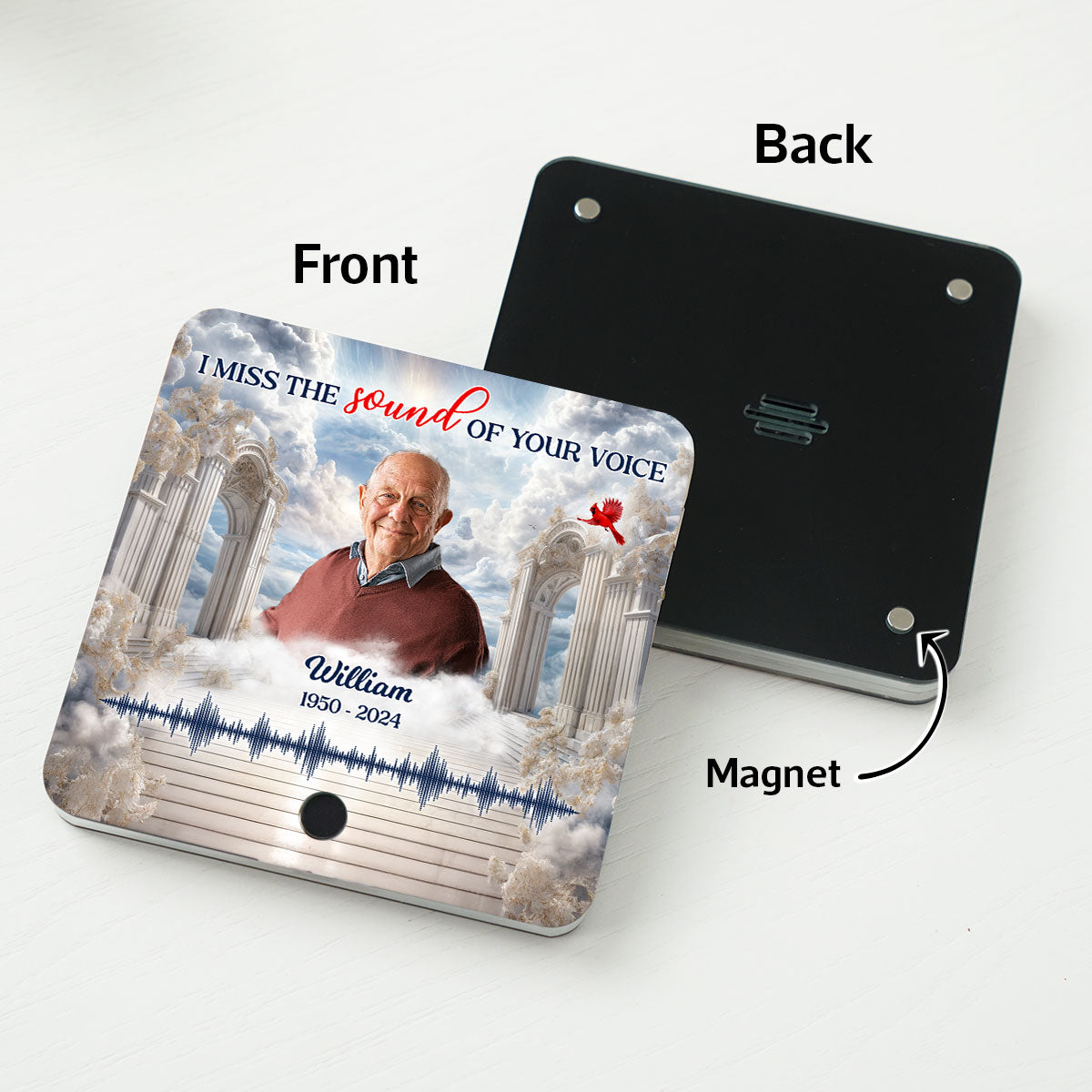 Heaven Gate Custom Photo Voice Message Personalized Music Fridge Magnet, Memorial Keepsake, Remembrance Gift