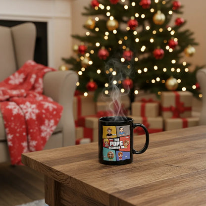 This Grandpa Belongs To Grandkids Pixel Fun Art - Personalized Black Mug