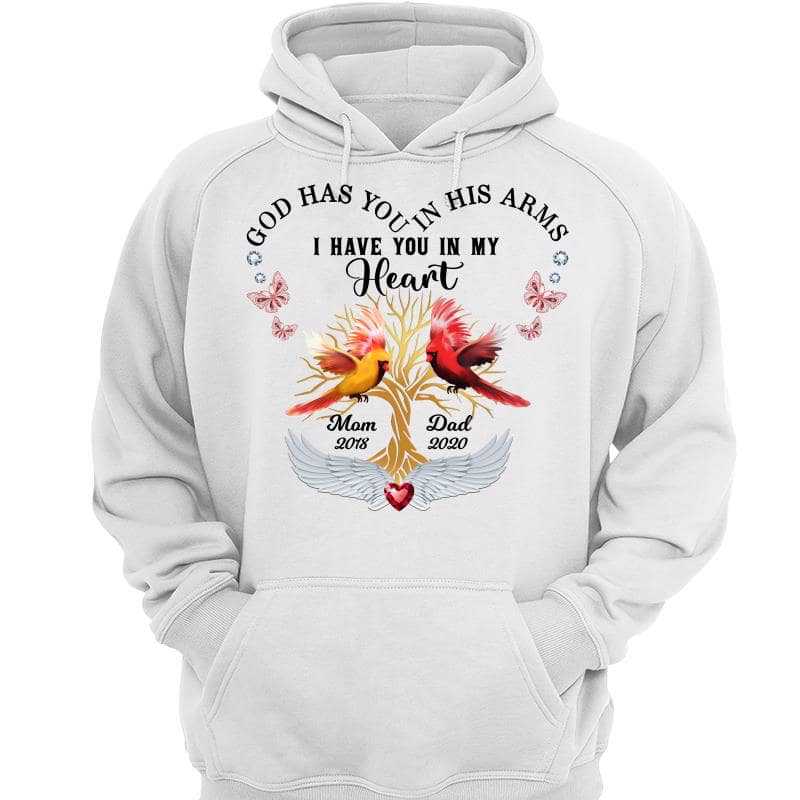 Cardinals God Has You In His Arms Memorial Personalized Hoodie Sweatshirt
