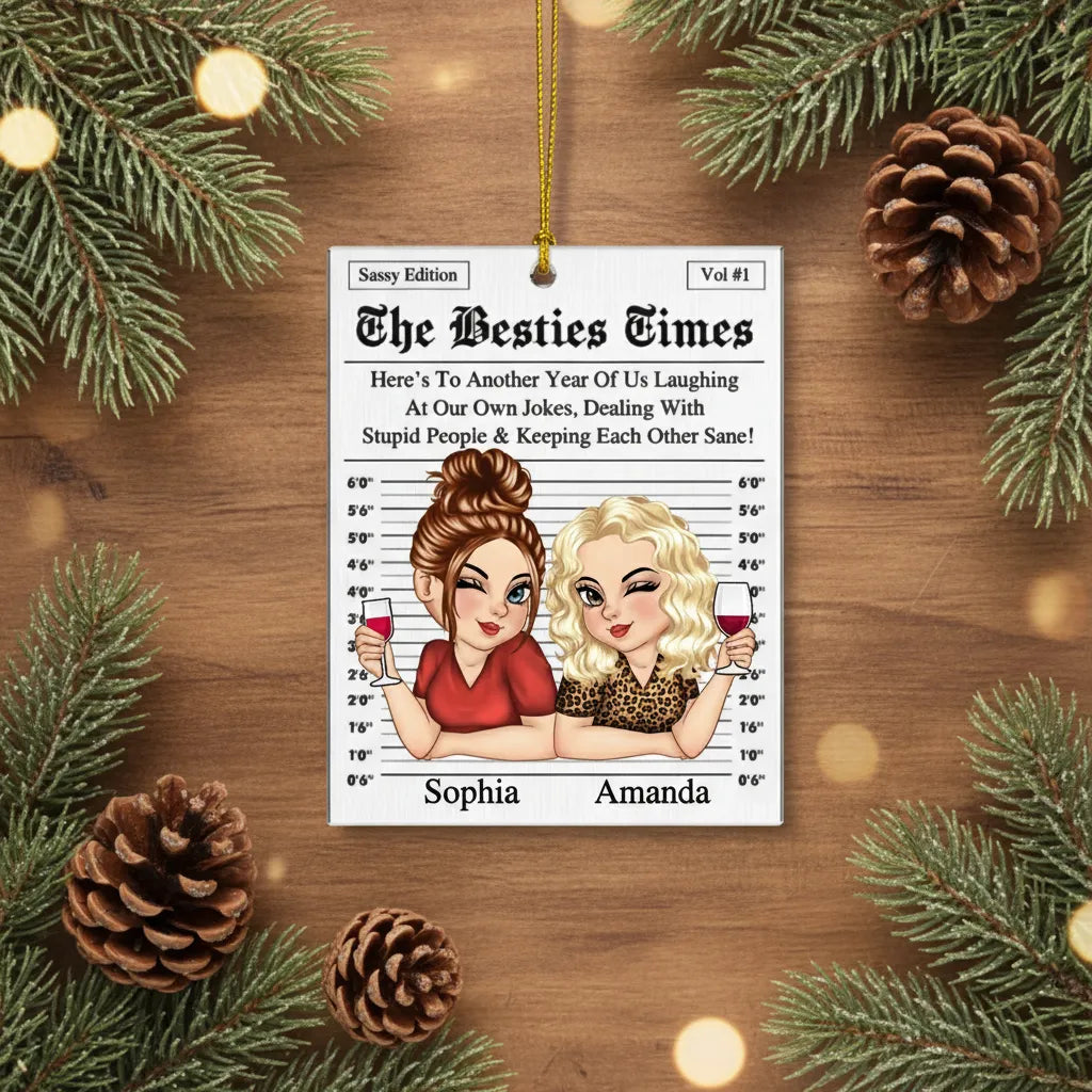 Custom Acrylic Ornament - Personalized Christmas Best Friend Birthday Gifts For Women, Besties, Sisters, BFF - Together, No Matter The Weather
