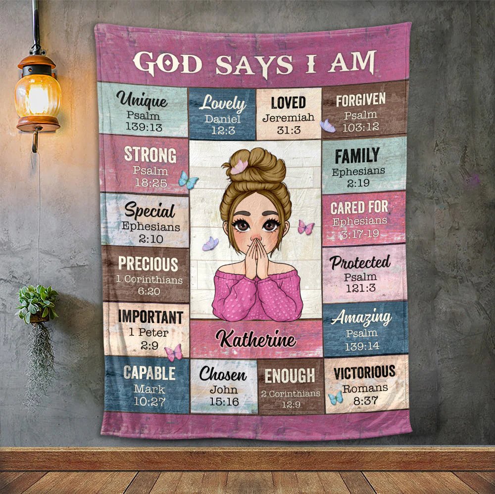 Christian - God Says I Am Pink Photo,Meaningful Gifts for Birthday - Personalized Blanket (TC) - The Next Custom Gift