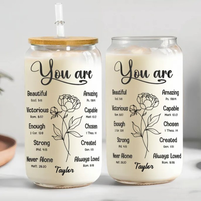 Christian - You Are Christian Gifts For Women Birthday Gifts - Personalized Glass Can - The Next Custom Gift