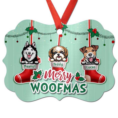 Dogs Merry Woofmas Peeking Dogs Personalized Christmas Ornament