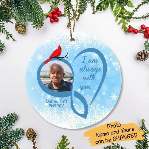 Always With You Infinity Heart Memorial Photo Circle Ornament