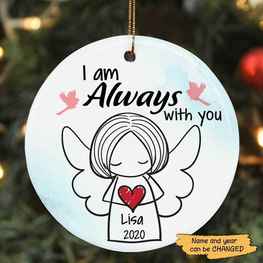 Always With You Stick Figure Personalized Memorial Circle Ornament