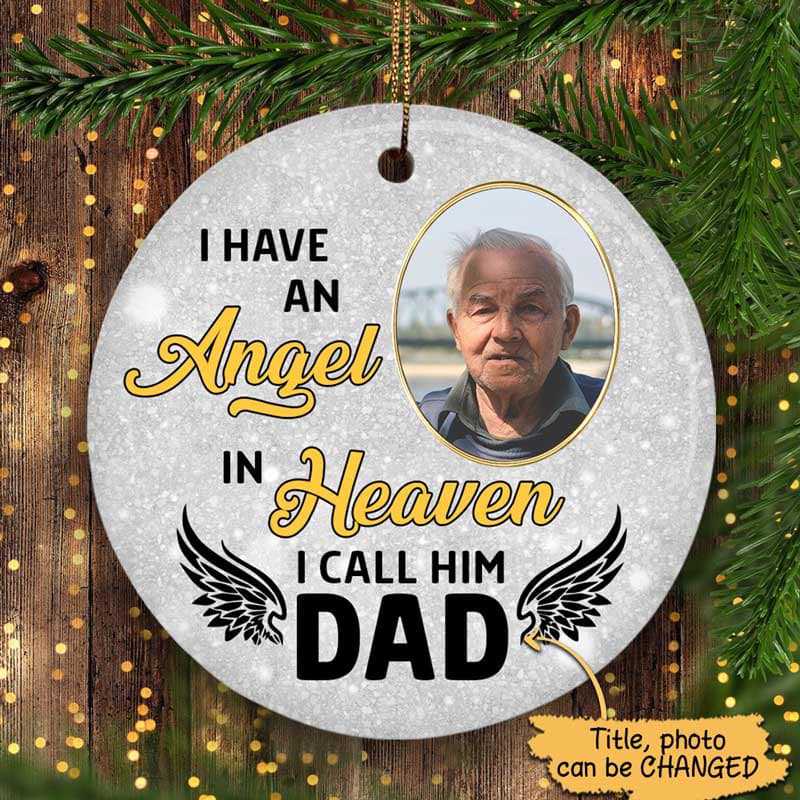 Angel in Heaven Memorial Personalized Circle Ornament