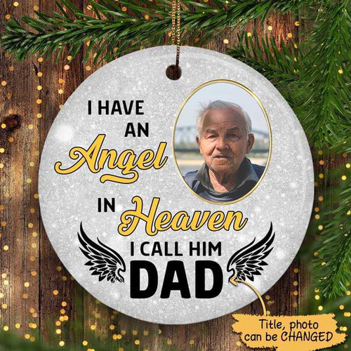 Angel in Heaven Memorial Personalized Circle Ornament
