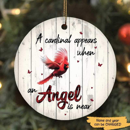 Angels Among Us Cardinal Personalized Memorial Circle Ornament