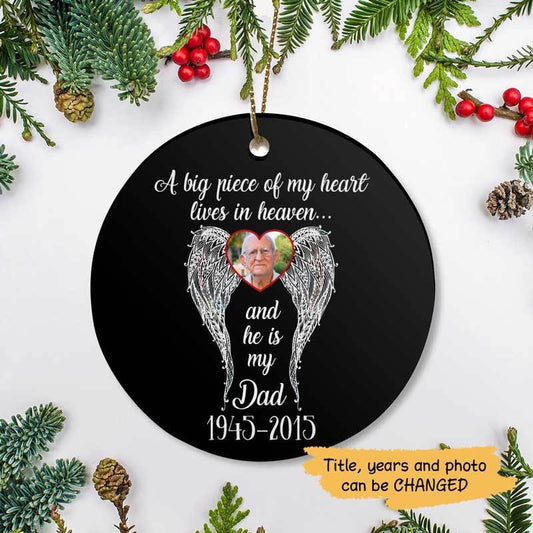 Big Piece Of My Heart Photo Personalized Memorial Circle Ornament