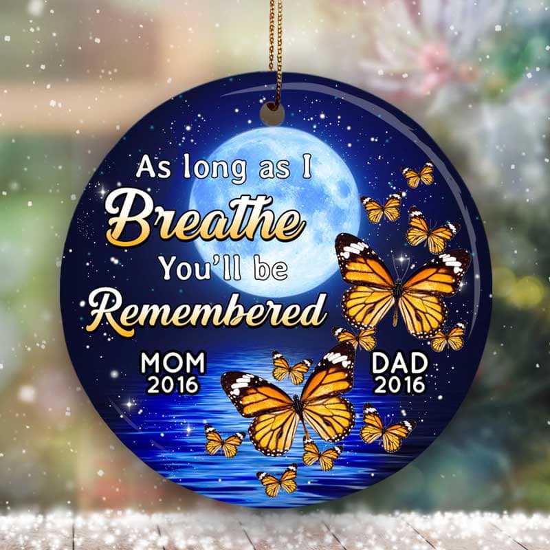 Blue Moon Reflection Memorial Personalized Circle Ornament