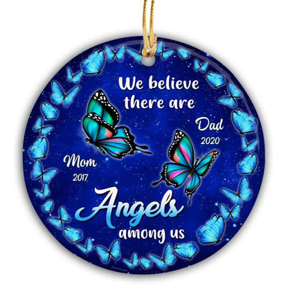Butterflies Frame Memorial Personalized Circle Ornament