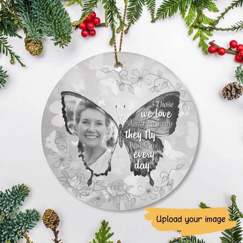 Butterfly Photo On Wing Personalized Memorial Circle Ornament