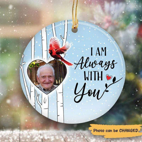 Cardinal Birch Tree Personalized Memorial Circle Ornament