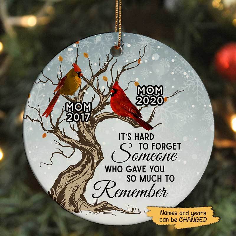 Cardinal Hard To Forget Personalized Memorial Circle Ornament