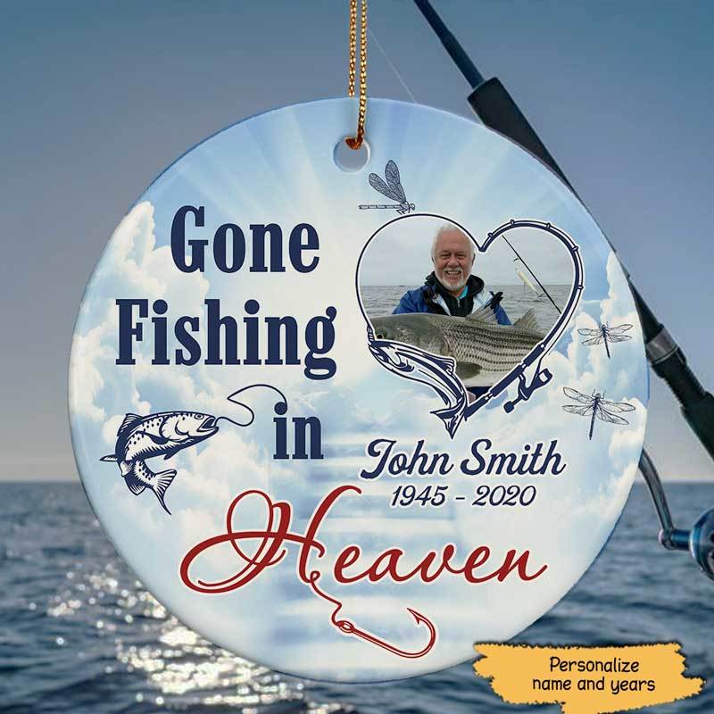 Cardinal Memorial Gone Fishing Personalized Circle Ornament