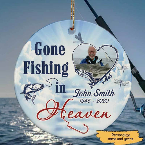 Cardinal Memorial Gone Fishing Personalized Circle Ornament