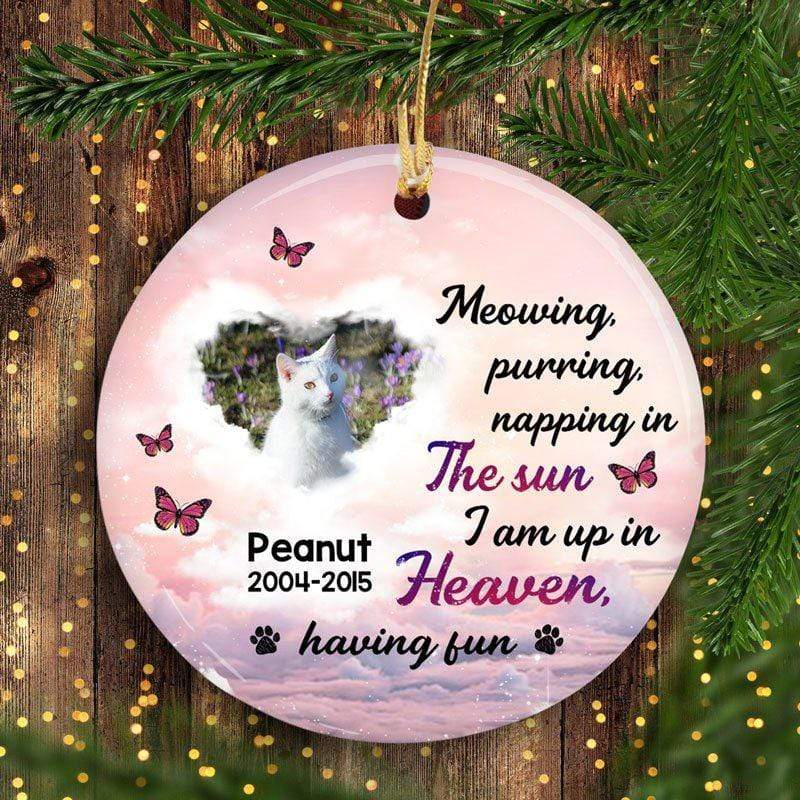 Cat Memorial Up In Heaven Personalized Cat Photo Decorative Memorial Ornament
