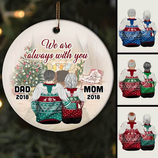 Christmas Home Dad Mom Always With You Memorial Personalized Circle Ornament