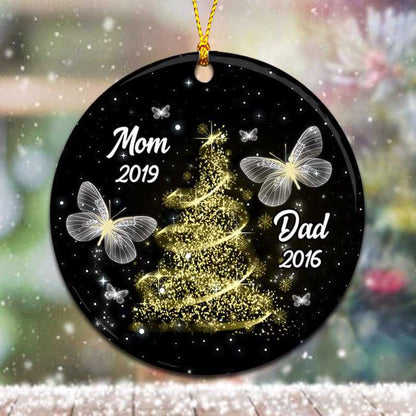Christmas Tree Butterflies Memorial Personalized Circle Ornament