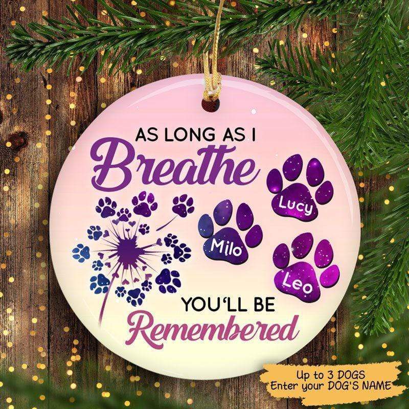 Christmas You'll Be Remembered Personalized Dog Decorative Memorial Ornament