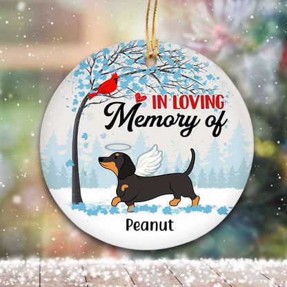 Dachshund Memorial Cardinal Personalized Circle Ornament