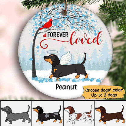 Dachshund Memorial Cardinal Personalized Circle Ornament