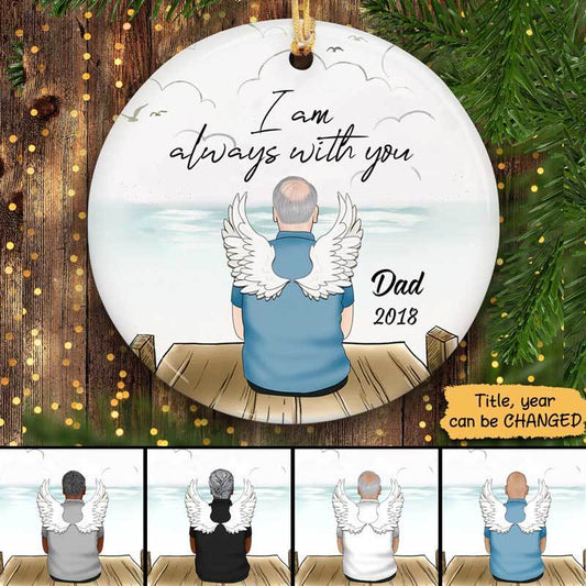 Dad Always With You Memorial Personalized Circle Ornament