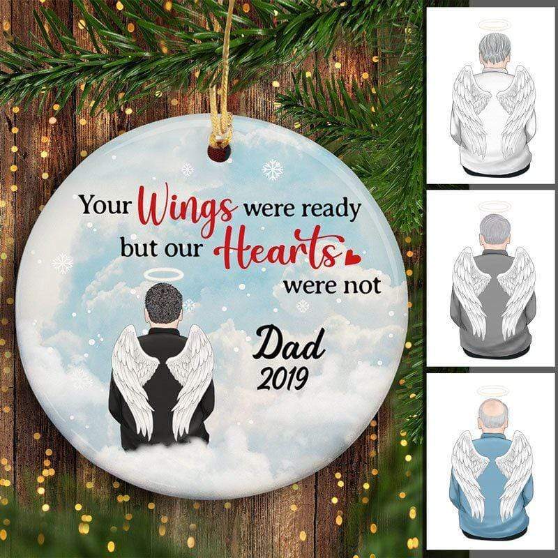 Dad On Cloud Memorial Personalized Circle Ornament