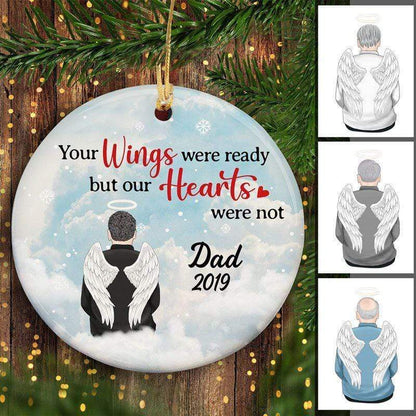 Dad On Cloud Memorial Personalized Circle Ornament