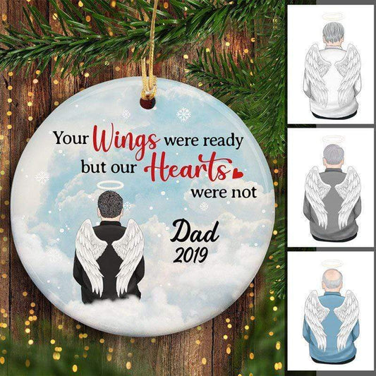 Dad On Cloud Memorial Personalized Circle Ornament
