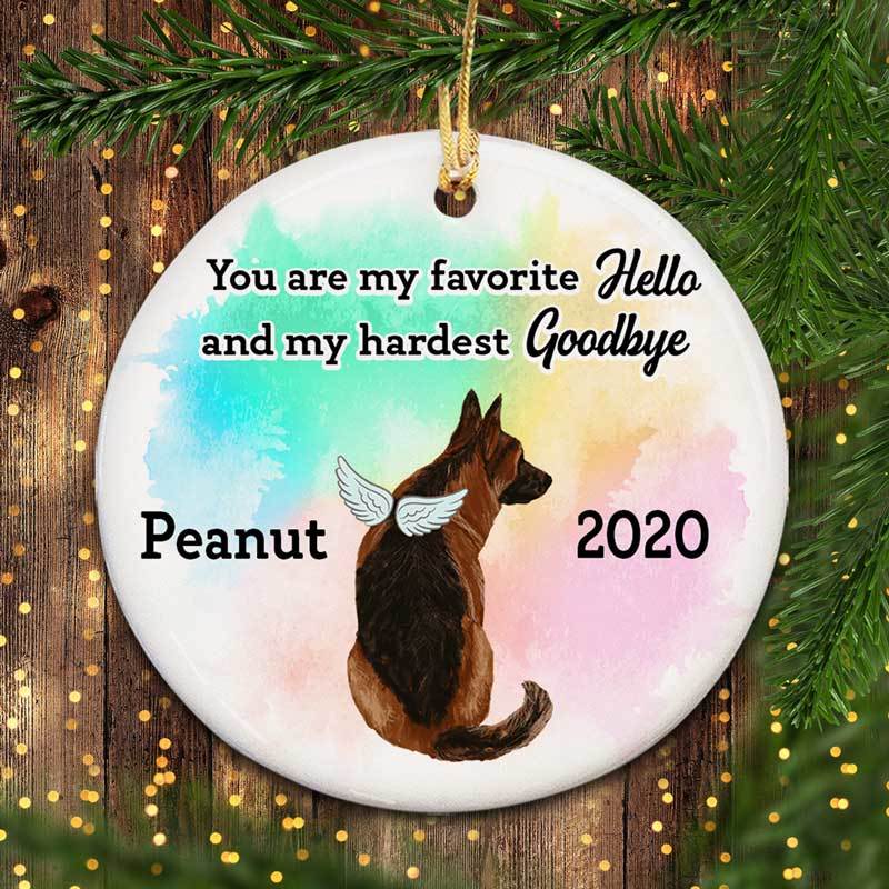 Dog Memorial Watercolor Personalized Circle Ornament