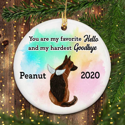 Dog Memorial Watercolor Personalized Circle Ornament