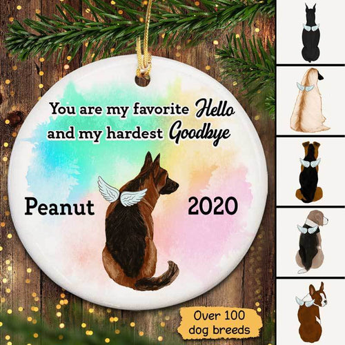 Dog Memorial Watercolor Personalized Circle Ornament