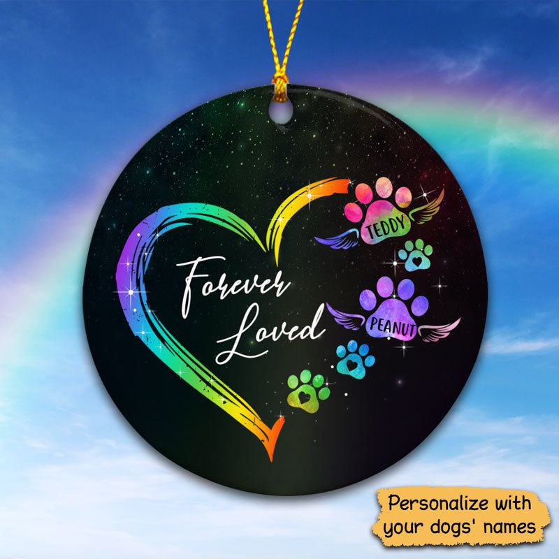 Dog Paws Heart Personalized Dog Decorative Memorial Ornament