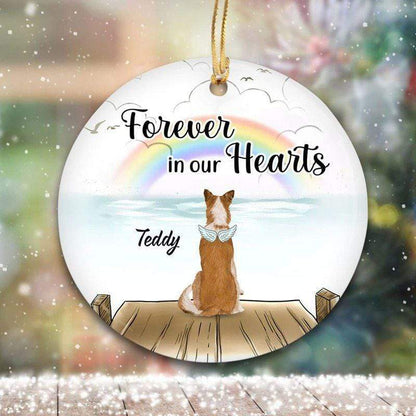 Dogs Forever In Our Hearts Pet Memorial Personalized Circle Ornament
