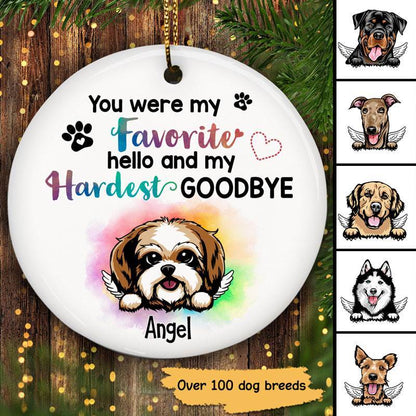 Dogs Memorial My Favorite Hello Personalized Decorative Circle Ornament