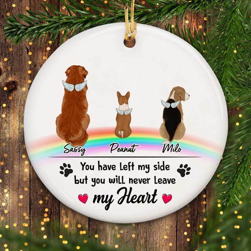 Dogs On Rainbow Bridge Memorial Personalized Circle Ornament